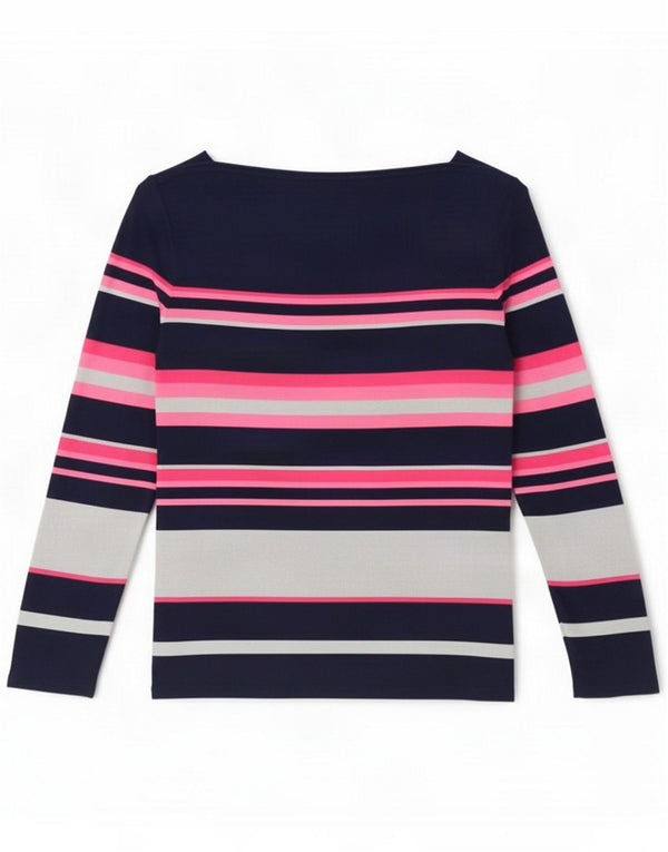 Oasis Regular Ženska bluza Top UK 12 Medium tamnoplava prugasta viskoza