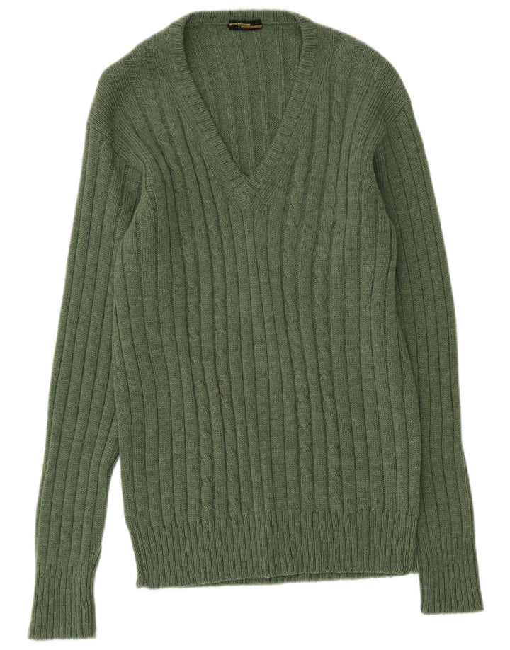 Valdoglio muški džemper s V-izrezom mali zeleni vuneni