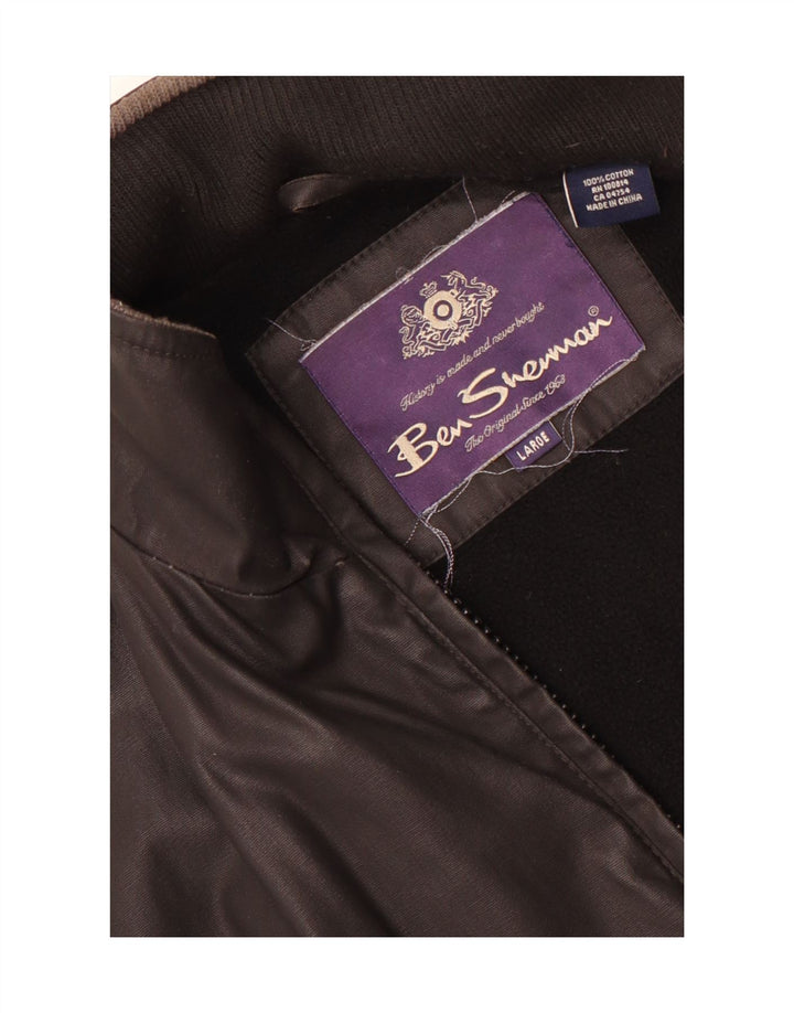Ben Sherman muška grafička bomber jakna UK 40 veliki crni pamuk