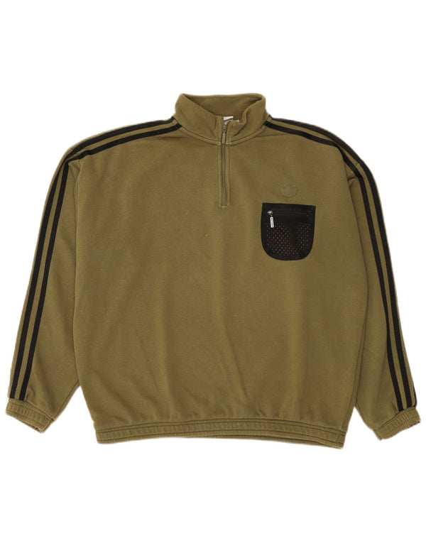 Adidas ženska majica s kratkim izrezom s patentnim zatvaračem UK 12 srednje kaki boje