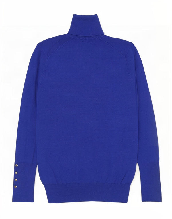 Zara ženski pulover s rol izrezom UK 10 Mala plava viskoza