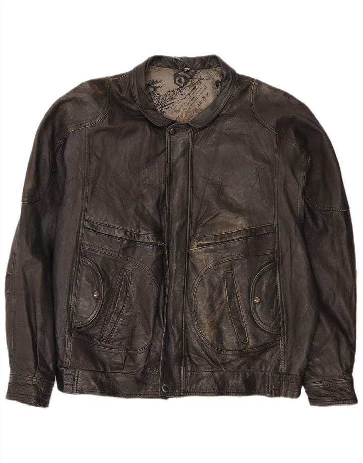 Vintage muška kožna bomber jakna IT 54 2XL crna