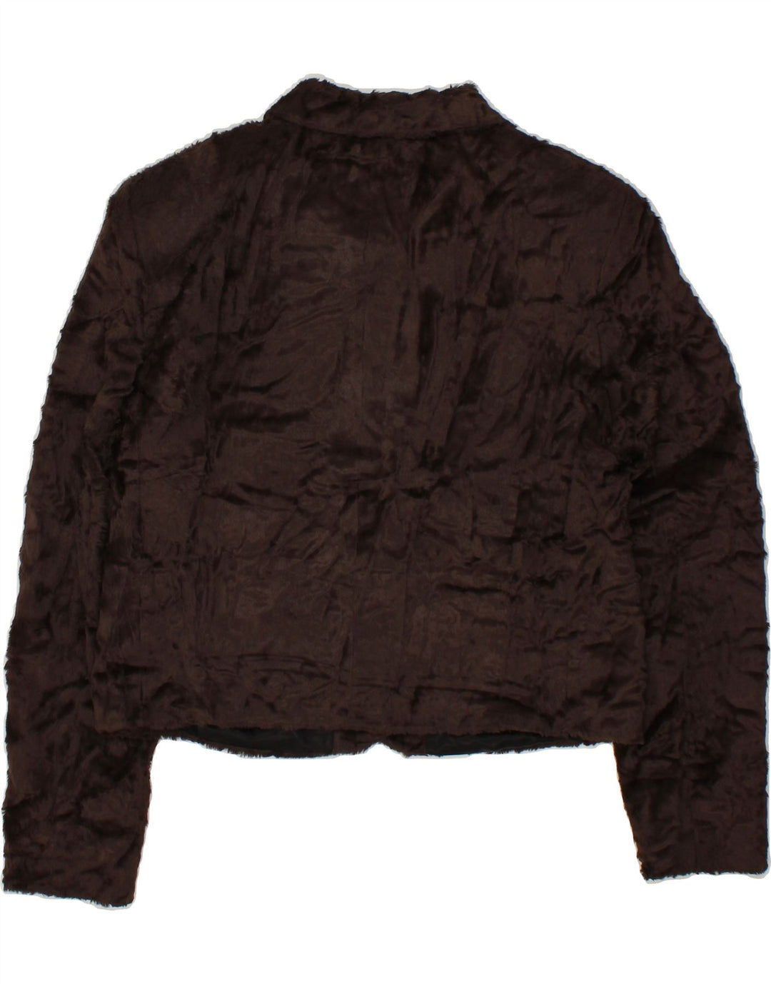 COLLECTION Womens Crop 4 Button Blazer Jacket UK 14 Medium Brown Polyester Vintage Collection and Second-Hand Collection from Messina Hembry 