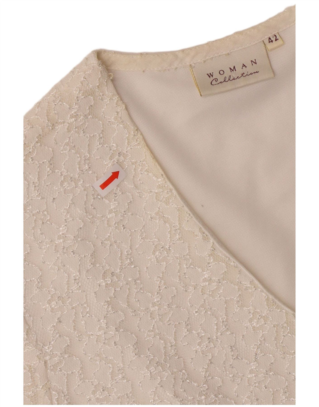 Vintage ženska košulja kratkih rukava bluza IT 42 srednje prljavo bijeli poliamid