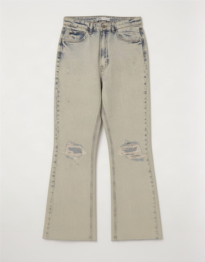 Ženske traperice Zara Distressed Bootcut EU 38 Male W28 L26 Plave
