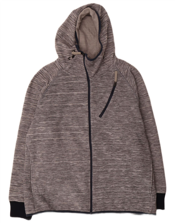 Bench muški pulover s kapuljačom na patentni zatvarač 2XL sivi flekasti akril