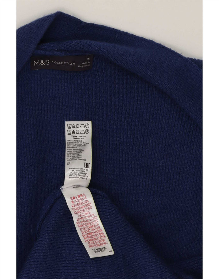Marks & Spencer ženski prekomjerni dugi kardigan pulover UK 16 Large Blue