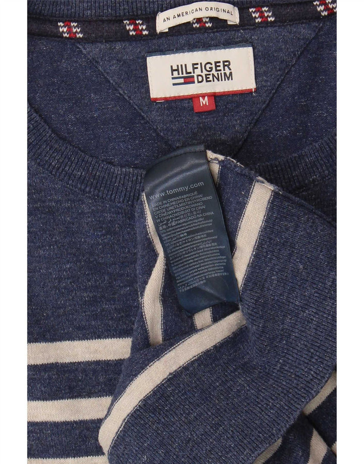 Tommy Hilfiger muški džemper s veznim izrezom srednje tamnoplave pruge