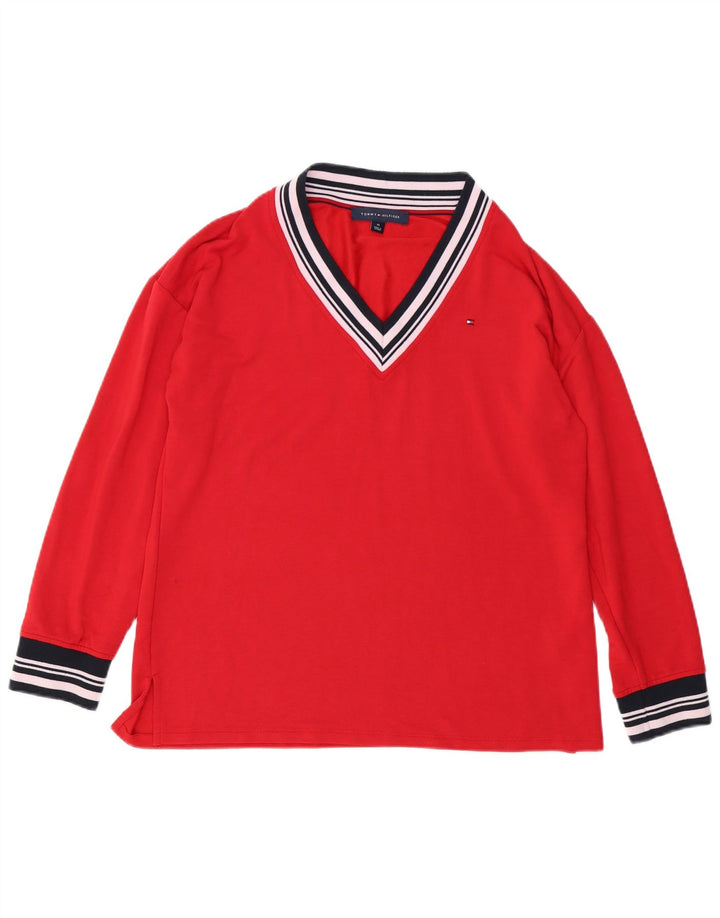 TOMMY HILFIGER Ženska majica dugih rukava UK 14 Srednje crvena viskoza