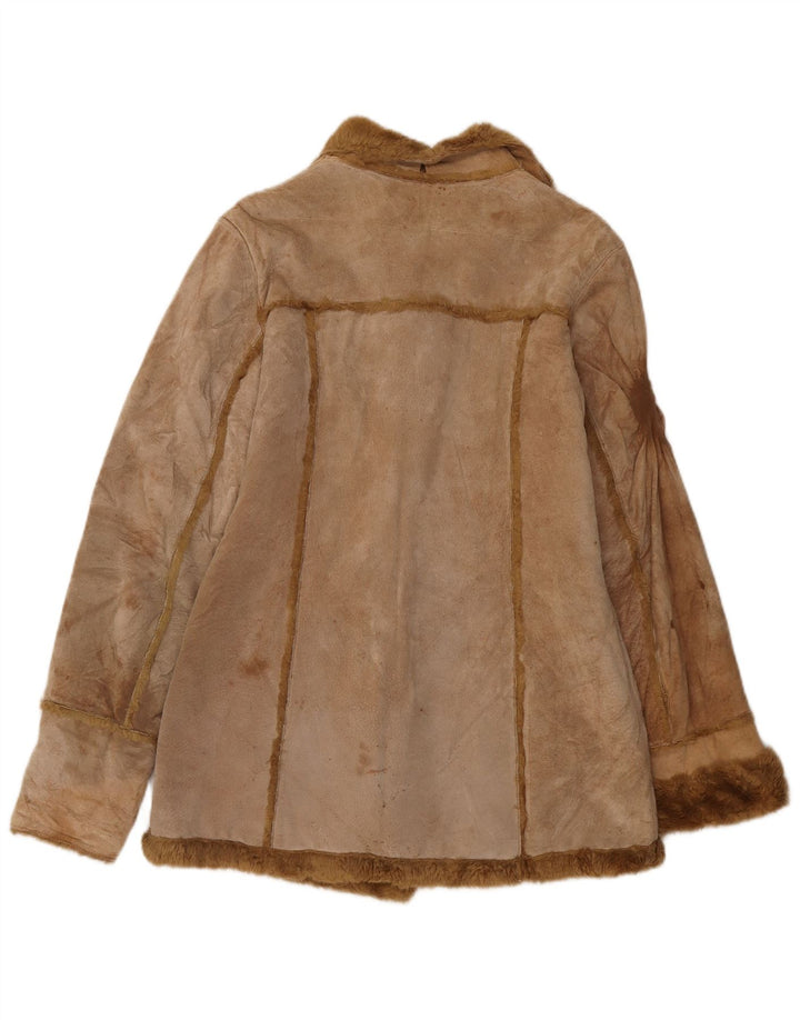 Ženska jakna Zara Shearling UK 14 srednje bež koža