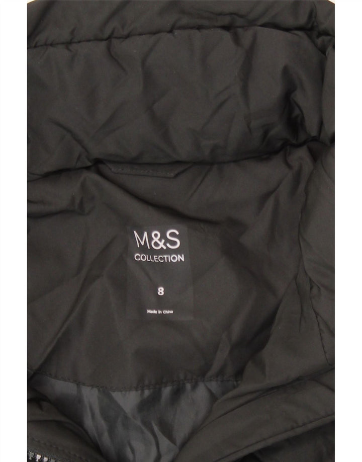 Marks & Spencer ženska podstavljena jakna s kapuljačom UK 8, mali crni poliester
