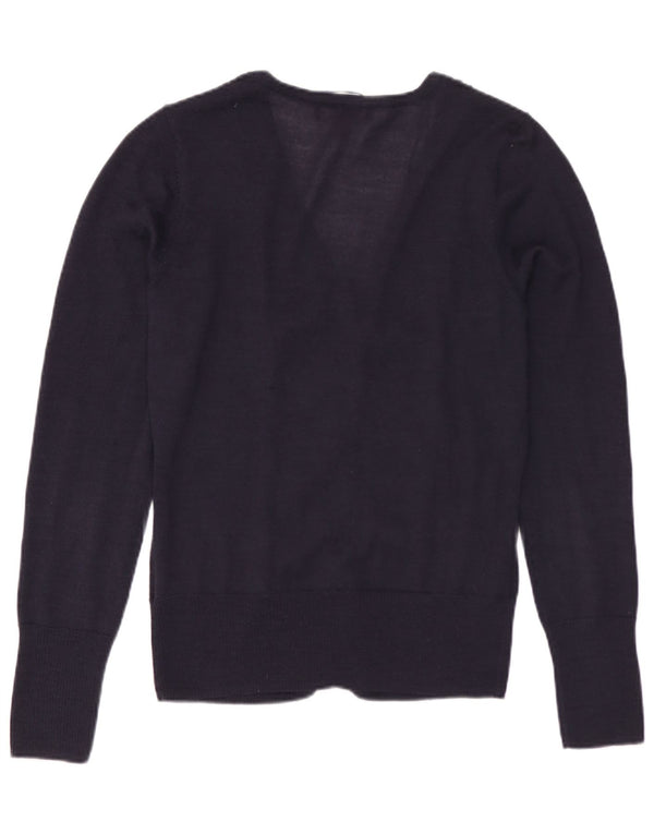 Monsoon ženski kardigan džemper UK 12 srednje tamnoplava merino vuna