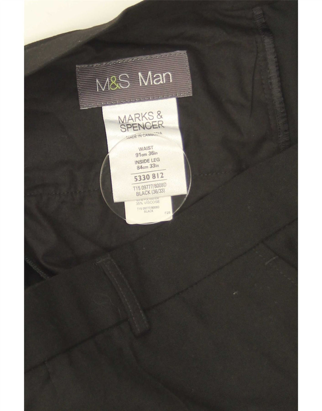 Marks & Spencer muške hlače ravnog odijela W36 L33 crni poliester