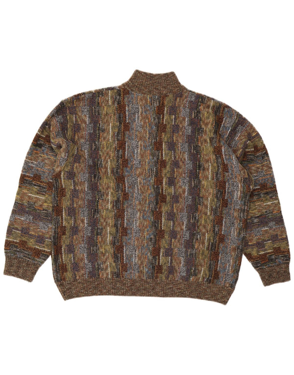 College By Marcazzani muški pulover s izrezom s patentnim zatvaračem IT 54 XL smeđi geometrijski