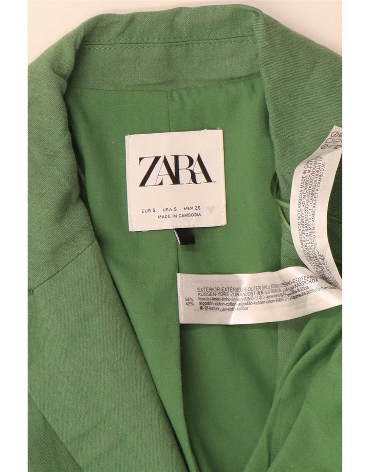 Zara ženska prevelika jakna sa 2 gumba UK 10 Mala zelena platna