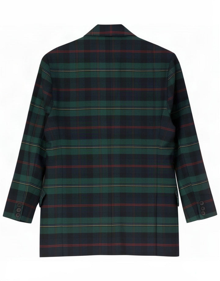 Benetton ženska jakna s 2 gumba IT 42 Medium Green Karirani poliester