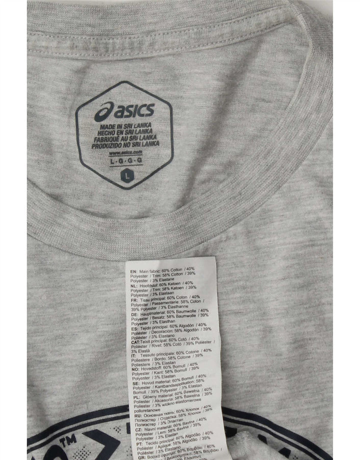 Velika siva pamučna muška majica s grafičkim motivima Asics