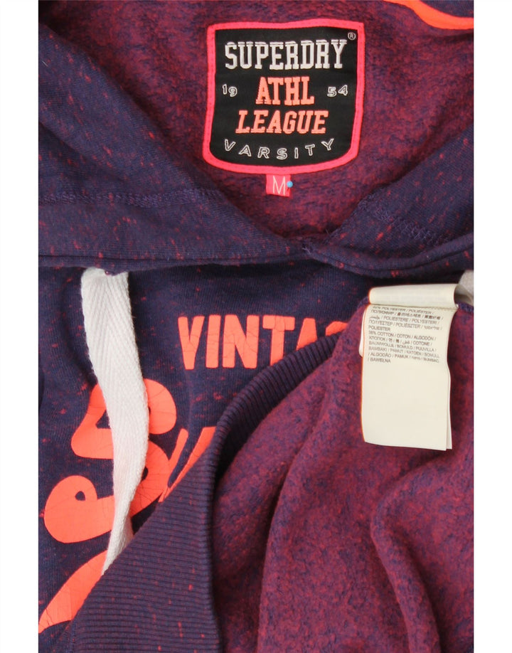 SUPERDRY muška majica s kapuljačom s kapuljačom, srednji ljubičasti pjegavi poliester