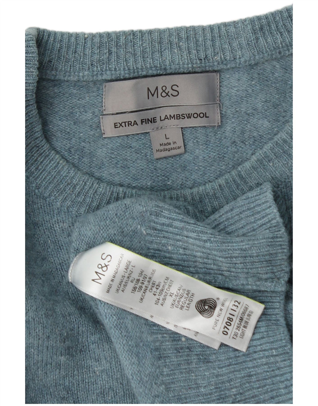 Marks & Spencer muški džemper s okruglim izrezom Veliki plavi novi vuneni