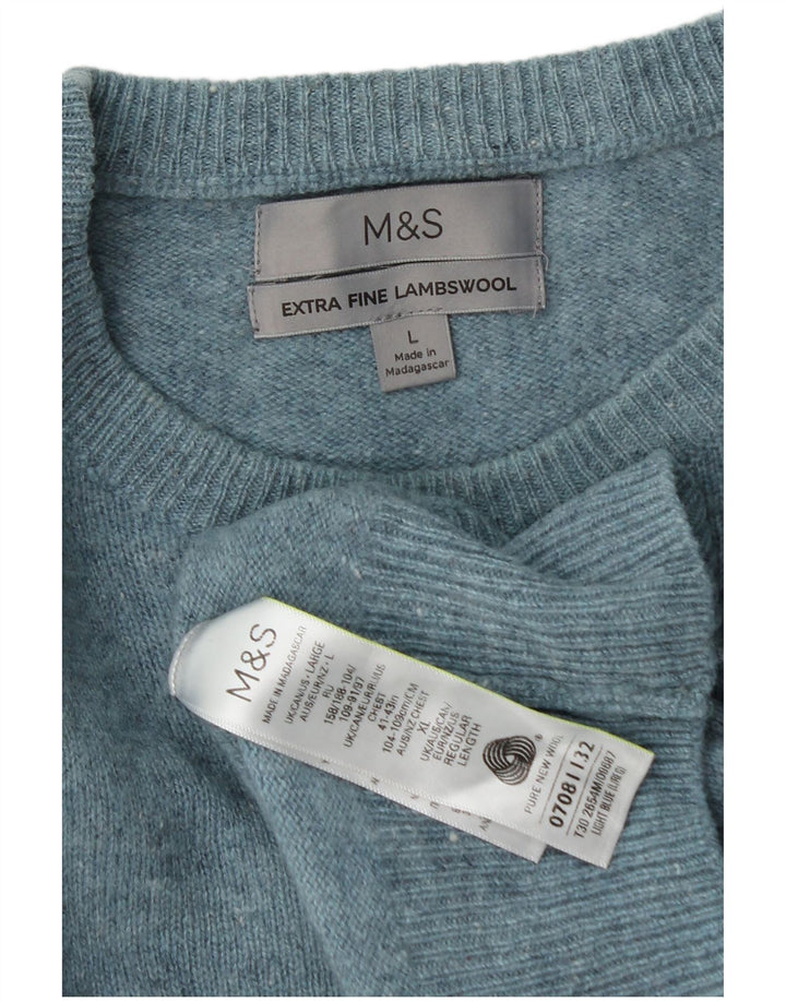 Marks & Spencer muški džemper s okruglim izrezom Veliki plavi novi vuneni