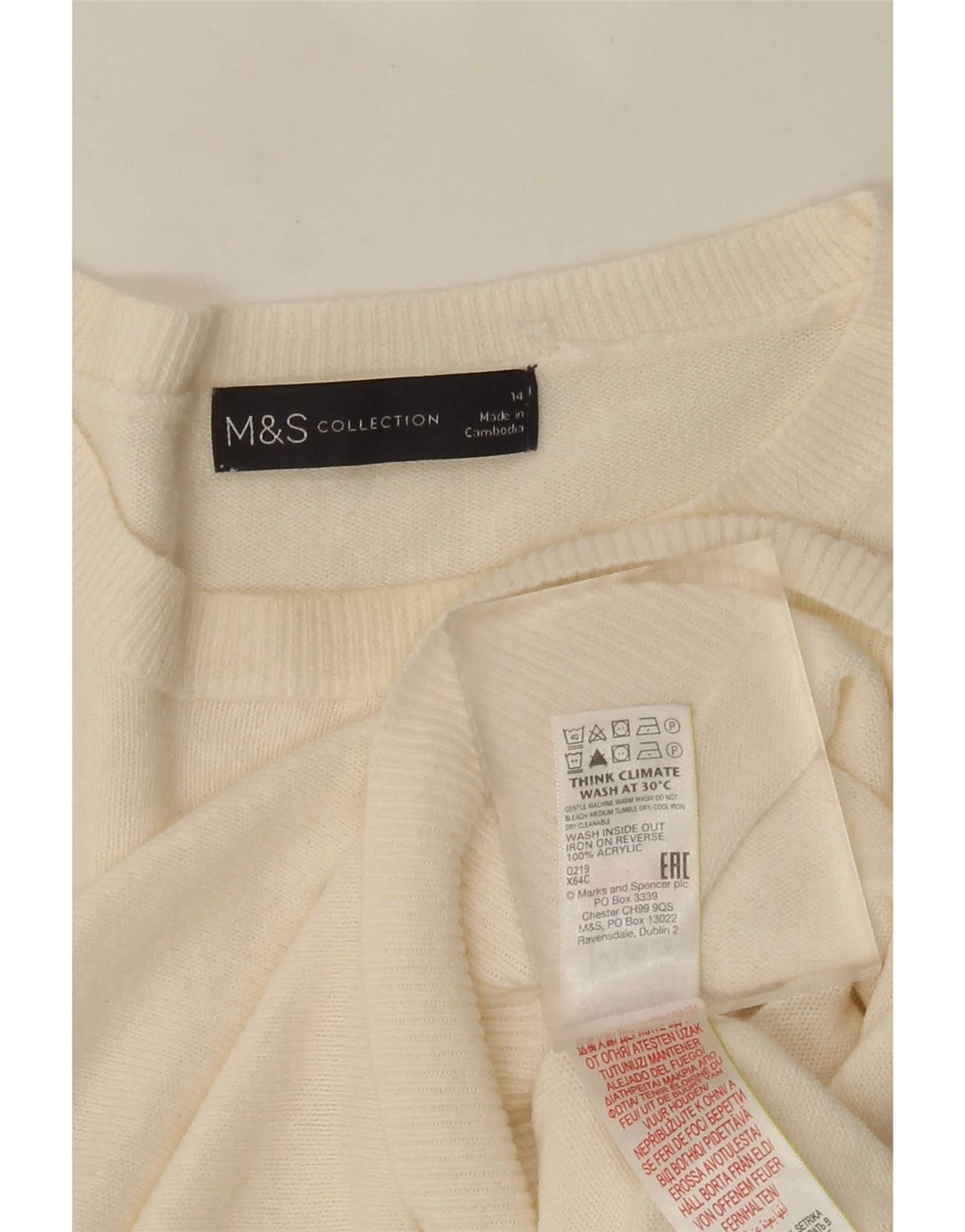 Marks & Spencer ženski džemper s okruglim izrezom UK 14 srednje bijele boje