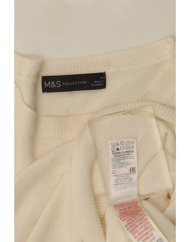 Marks & Spencer ženski džemper s okruglim izrezom UK 14 srednje bijele boje
