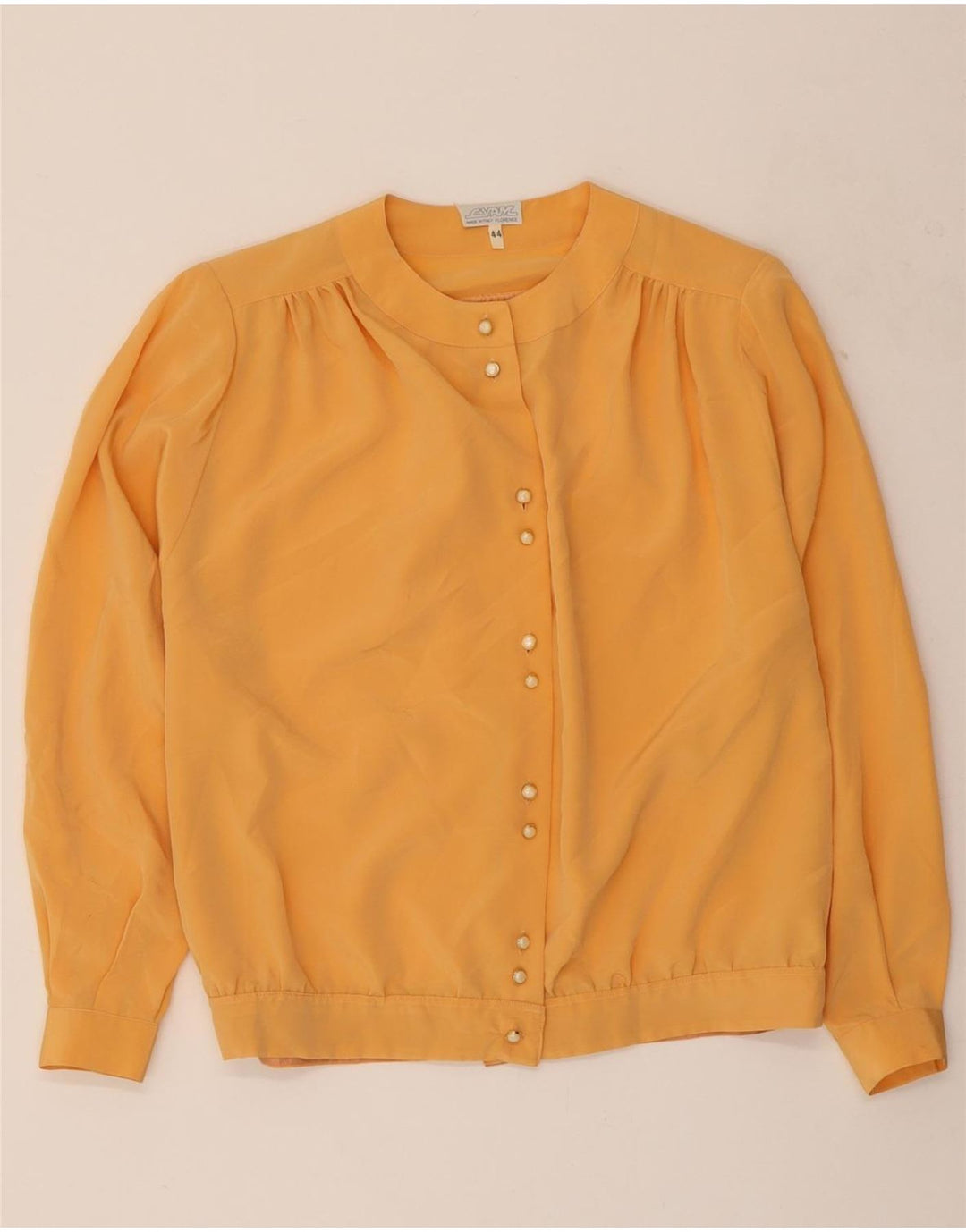 VINTAGE Womens Oversized Shirt Blouse IT 44 Medium Yellow Polyester Vintage Vintage and Second-Hand Vintage from Messina Hembry 