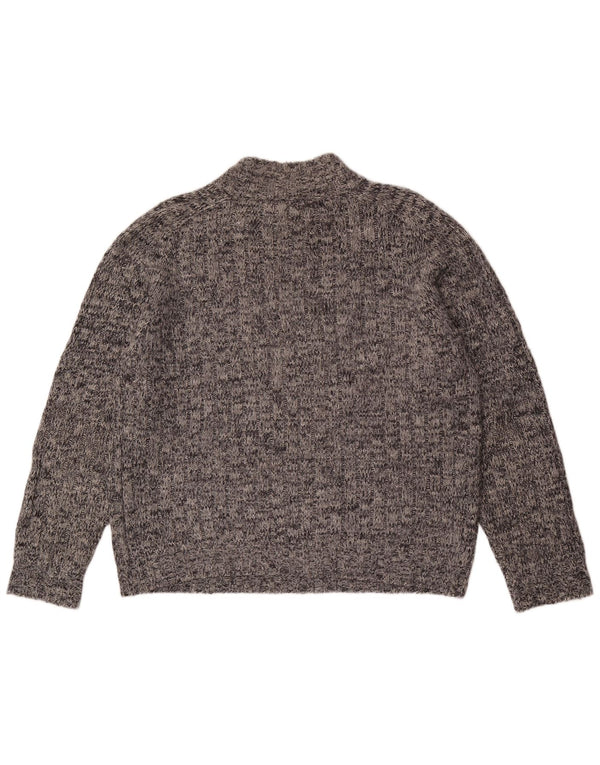 Marks & Spencer ženski džemper s izrezom s patentnim zatvaračem UK 16 Large Grey Flecked