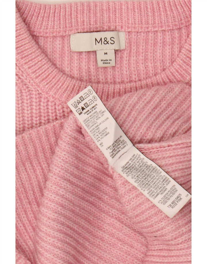Marks & Spencer ženski džemper s veznim izrezom UK 14 srednje ružičasti poliester