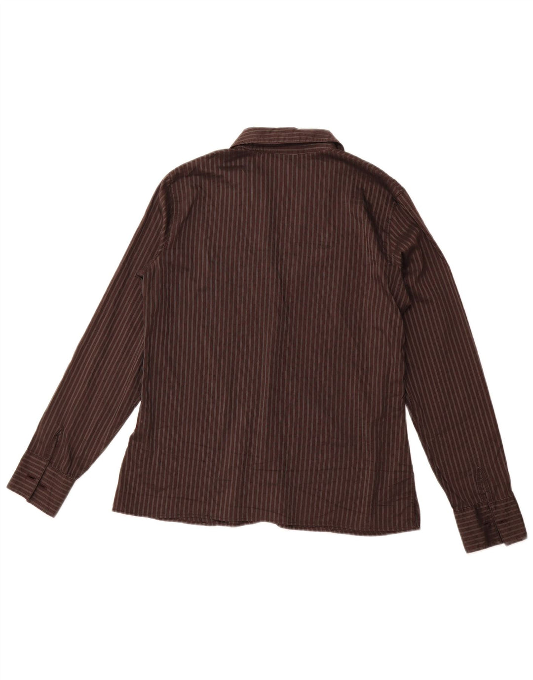 TRUSSARDI JEANS Ženska svečana košulja UK 16 Veliki pamuk na smeđe pruge