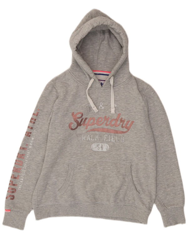 Superdry ženska majica s kapuljačom za atletičare UK 16 Large Grey Flected