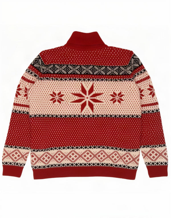Marco Pecci Ženski pulover s rol izrezom UK 20 2XL Red Fair Isle vuna