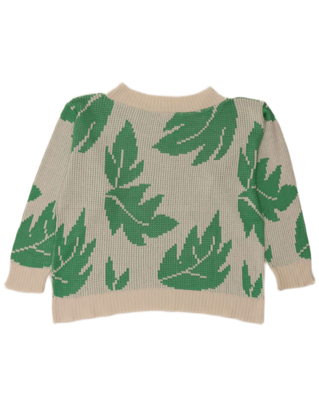 Vintage ženski pulover s kratkim izrezom UK 10 Mali bijeli akril