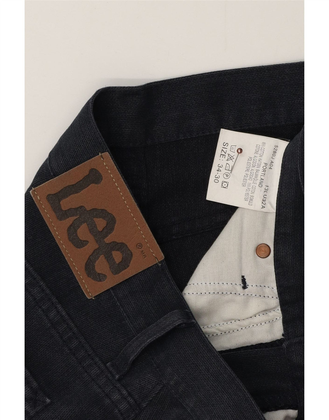 Lee muške ravne ležerne hlače W34 L30 tamnoplavi pamuk