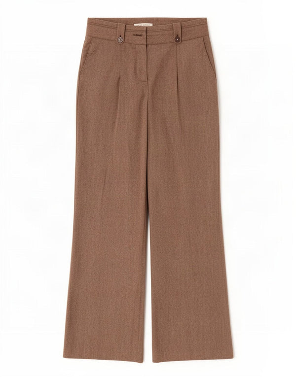 Laura Ashley Womens Chino Trousers UK 10 Small W26 L31 Brown Herringbone