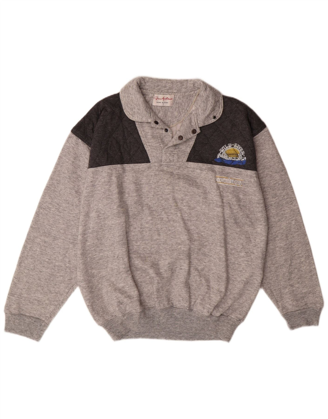 VINTAGE Muška majica s polo izrezom, veliki sivi pamuk u blokovima boja