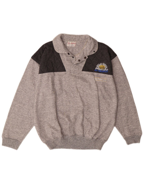 VINTAGE Muška majica s polo izrezom, veliki sivi pamuk u blokovima boja