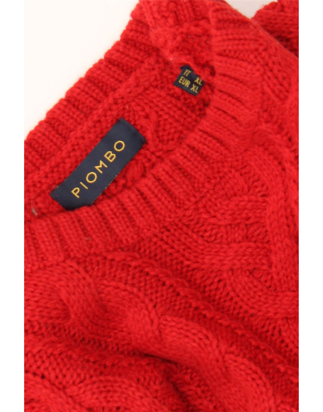 PIOMBO Mens Crew Neck Jumper Sweater XL Red Acrylic Vintage Piombo and Second-Hand Piombo from Messina Hembry 