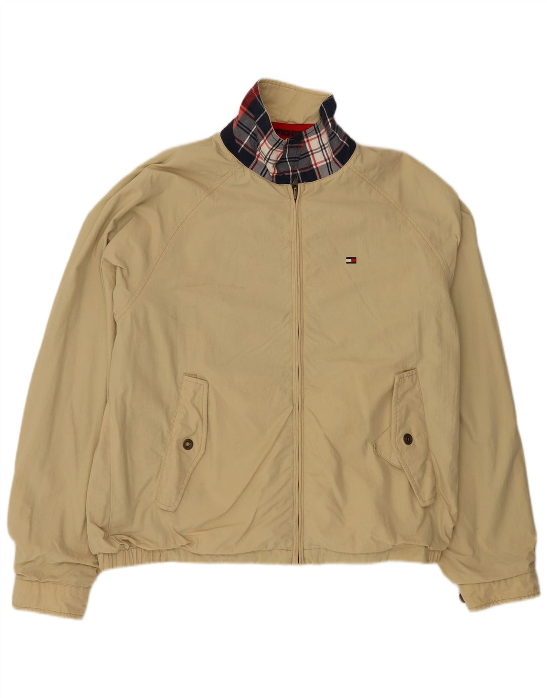 TOMMY HILFIGER Muška reverzibilna jakna UK 38 srednje tamnoplava karirana najlon