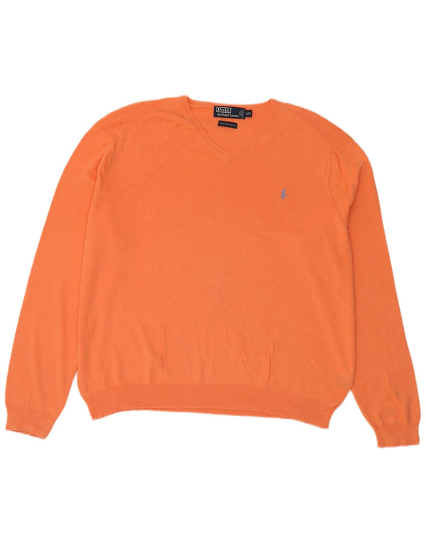 Polo Ralph Lauren muški pulover s V-izrezom 2XL, narančasti pamuk