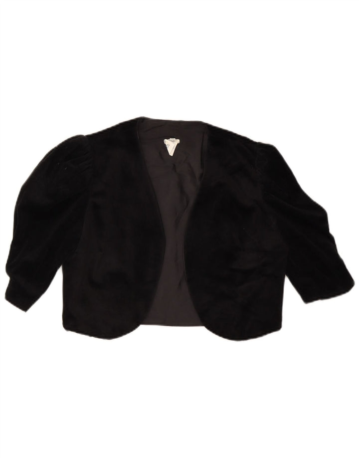 VINTAGE ženska otvorena bolero jakna IT 36 XS crni triacetat