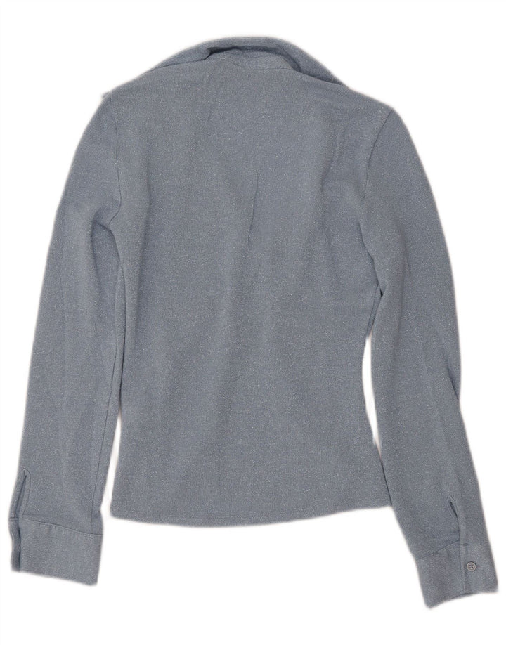 ZARA ženski gornji dio bluze dugih rukava UK 6 XS plava viskoza