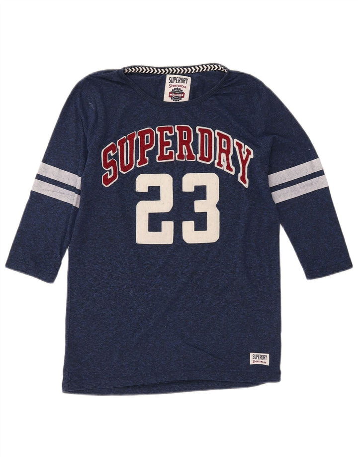 SUPERDRY Ženski top s 3/4 rukavima UK 2 2XS tamnoplavi poliester