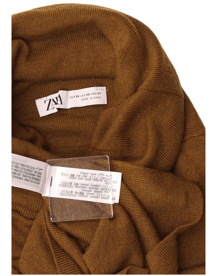 Zara ženski pulover s rol izrezom UK 4 XS kaki poliester