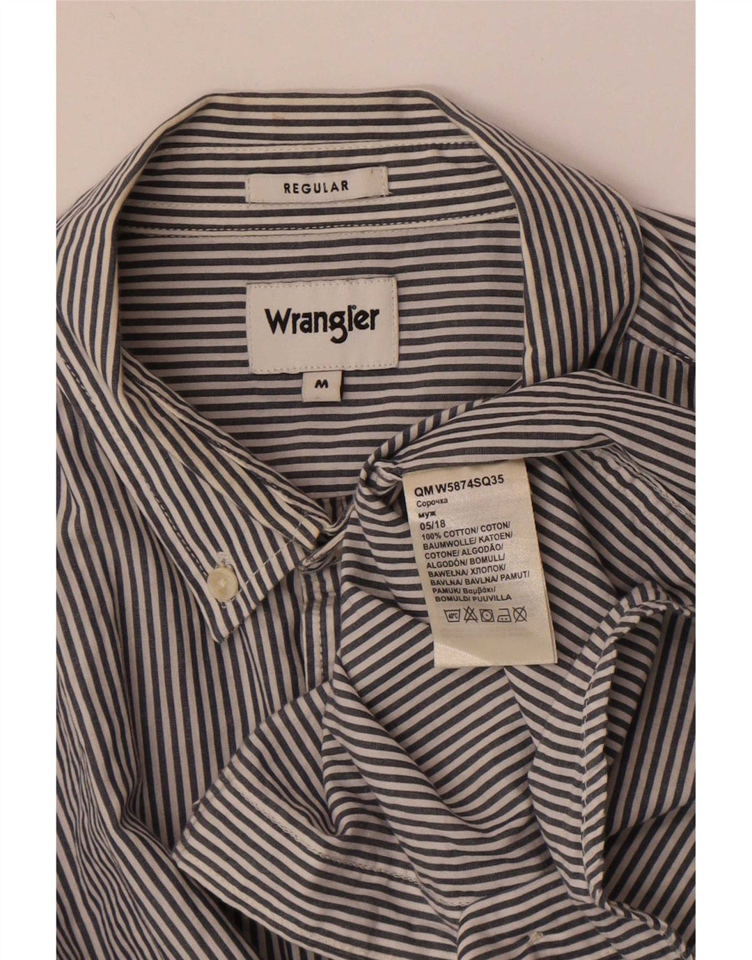 Wrangler muška košulja standardnog kroja, pamuk srednje sive pruge