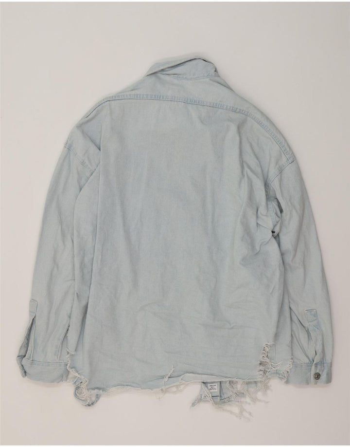 ZARA ženska prevelika traper košulja UK 10 Small Blue Cotton
