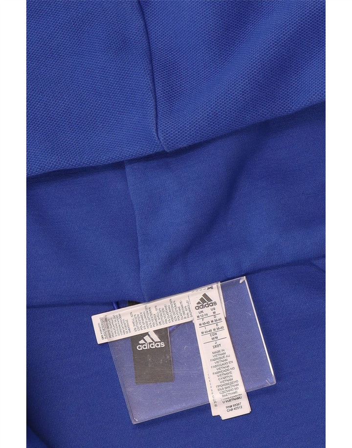ADIDAS ženski džemper s kapuljačom s patentnim zatvaračem UK 12/14 srednje plavi pamuk
