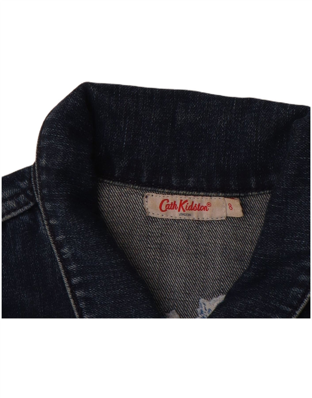 Cath Kidston Ženska traper jakna UK 8 Mala tamnoplava cvjetna pamuk