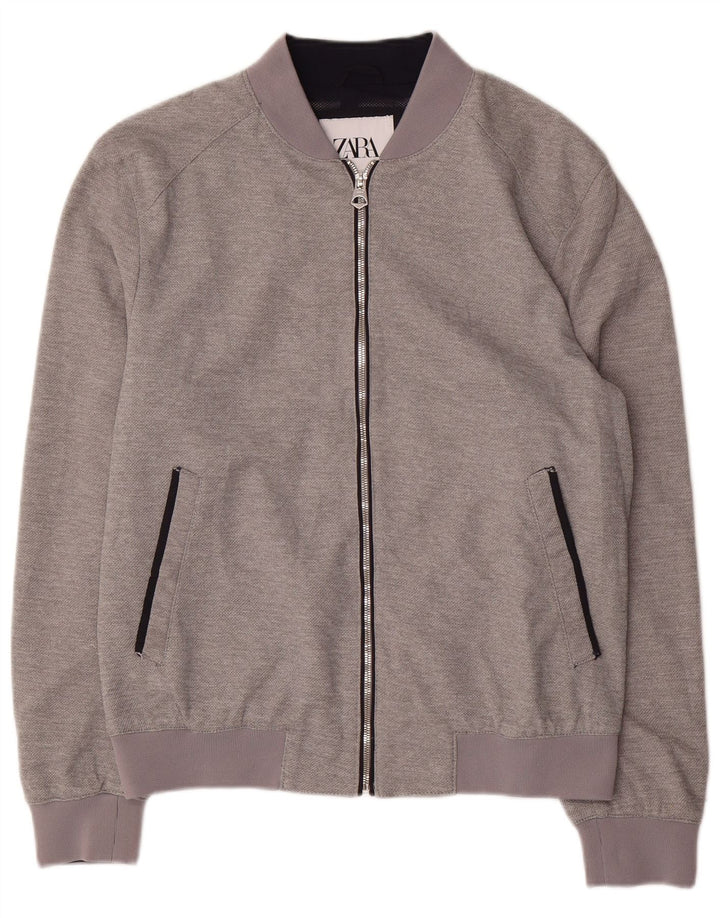 Zara muška bomber jakna UK 40 veliki sivi poliester