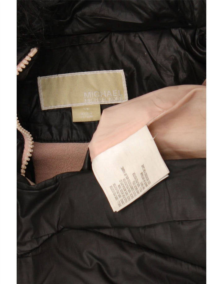 MICHAEL KORS Podstavljena jakna s kapuljačom za djevojčice 7-8 godina, crni poliester